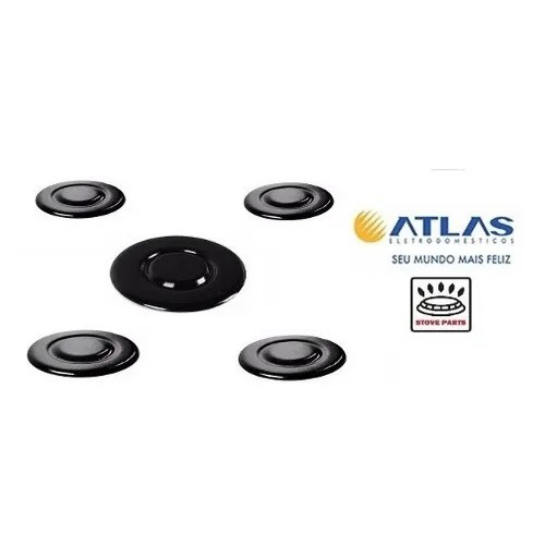 Kit Espalhador Tampinha Peça Fogão Atlas Utop Antigo 5 Bocas