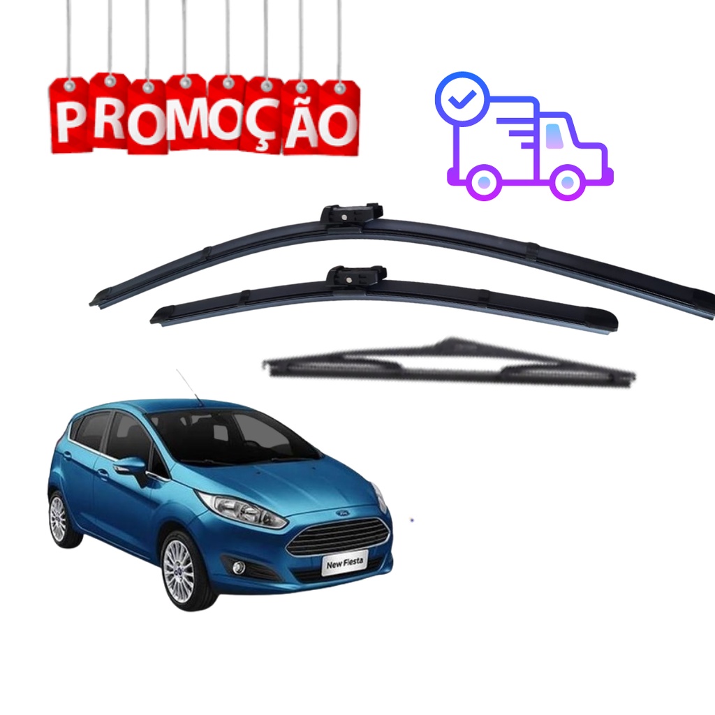 Kit Palheta Limpador Parabrisa Dianteiro + Traseiro Ford New Fiesta 2011á 2020 em Oferta na Shopee
