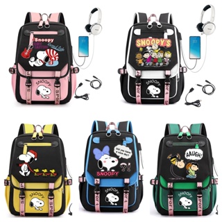 Mochila Snoopy Coreana Para Mulheres , Bolsa Escolar Laptop , Homens De Estudante De Viagem (Interface USB E Fone De Ouv em Oferta na Shopee