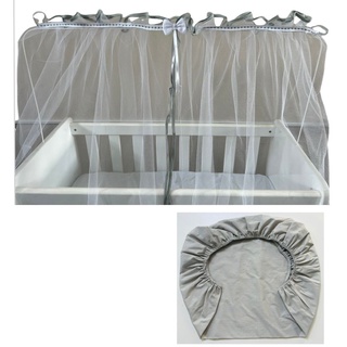 Mosquiteiro Tule + 1 Lençol Avulso Mini Berço com Elástico 100% Algodão