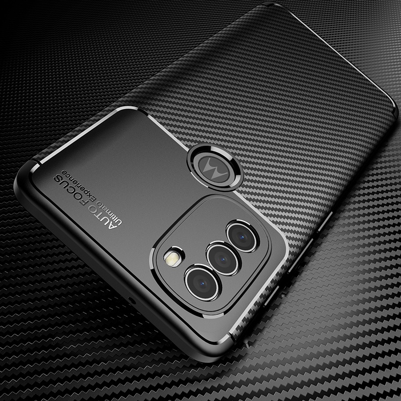 Cover Carbon Effect Per Motorola Moto G50 &ndash; Custodia TPU Nera Opaca Antiurto