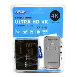 SWITCH HDMI ULTRA HD 4K 3 ENTRADA 1 SAIDA KP 3465 KNUP ORIGINAL ALTA QUALIDADE