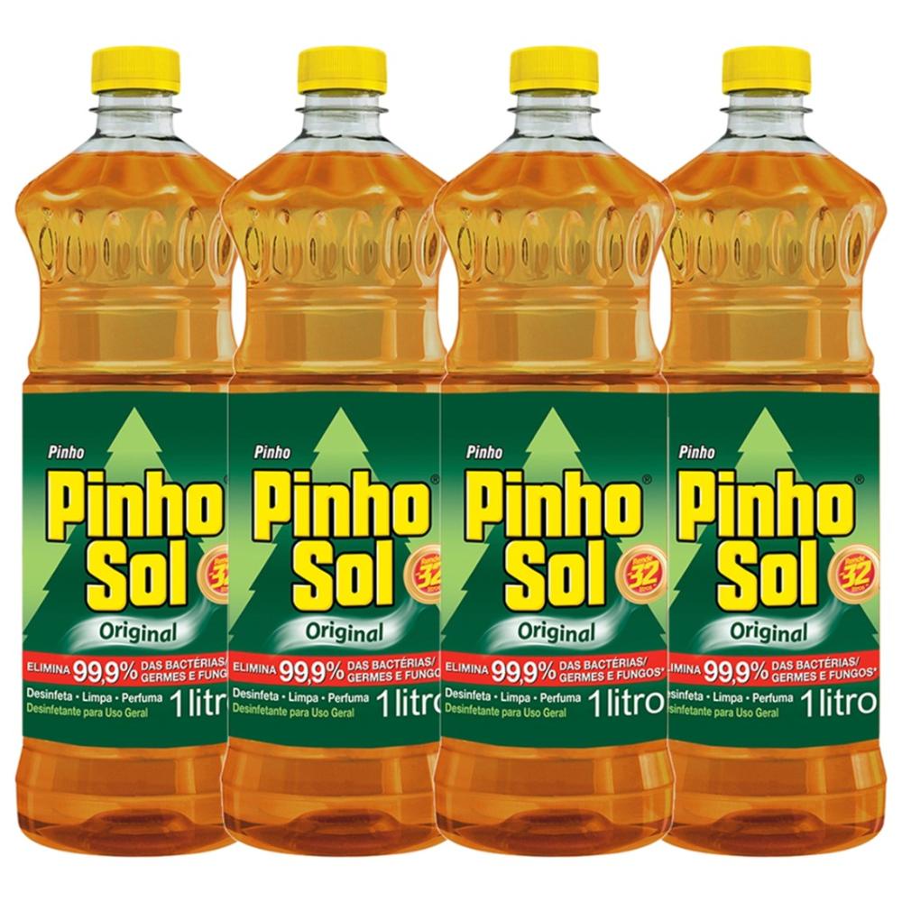 Kit com 4 Desinfetante Pinho Sol Original 1L Cada em Oferta na Shopee