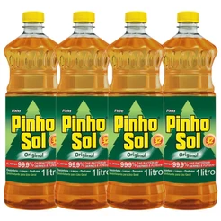 Kit com 4 Desinfetante Pinho Sol Original 1L Cada