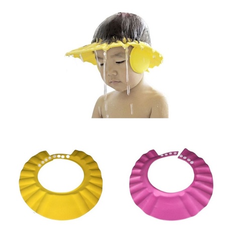 Chapéu Protetor Viseira De Banho Lava Cabeça Bebês Crianças Rosa
