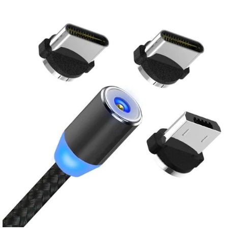 Cabo Carregador Magnético 3 Em 1 Micro Usb V8 Type C IOS