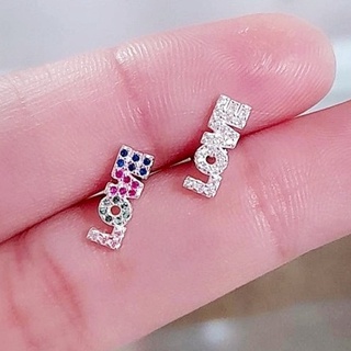 Piercing LOVE Labret Prata 925 com Haste em Aço P/Orelha,Helix,Trágus,Conch e Cartilagem