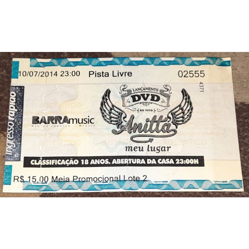 Ingresso Anitta meu lugar 10/07/2014