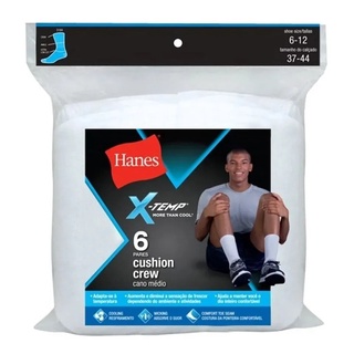 Kit Com 6 Pares De Meias Esportivas Hanes - Cano Longo