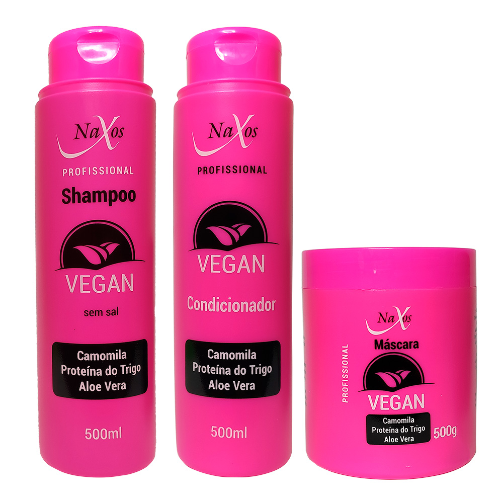 Kit Capilar Vegano (Vegan) Naxos - Shampoo, Condicionador e Máscara ...