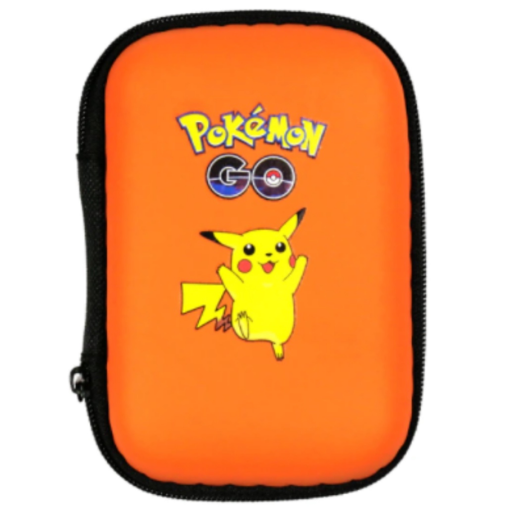 Estojo Porta Cards Cartas Pokémon Pikachu Portátil Laranja Guardar Carregar Transportar Organizar