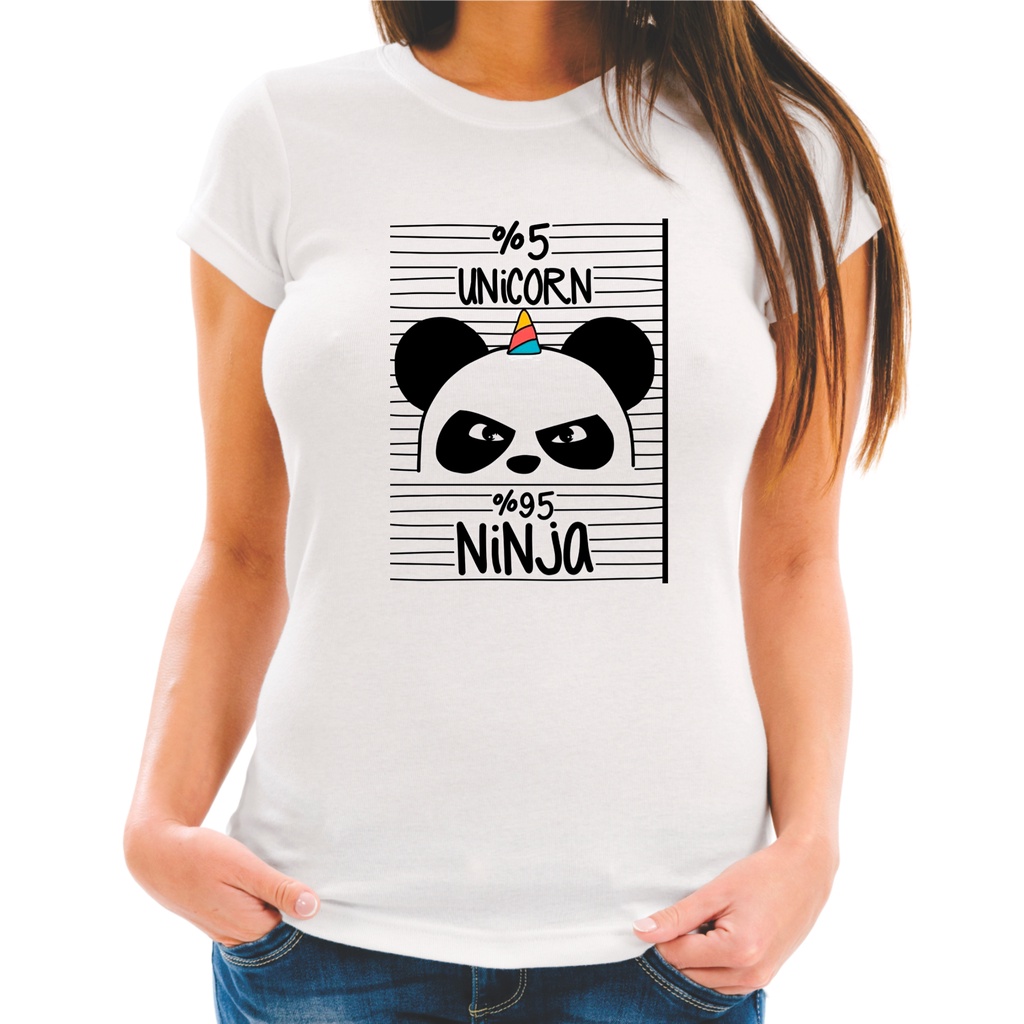 Camiseta Baby Look Divertida 5% Unicórnio 95% Ninja 34