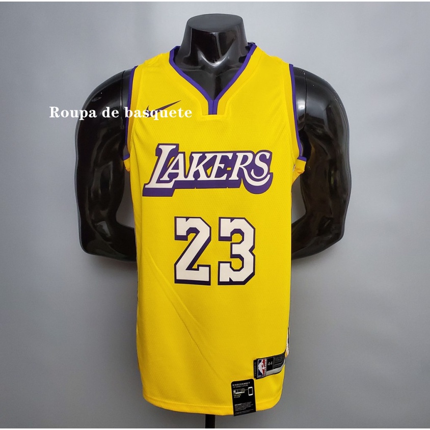 Camisa Regata De Basquete Nba Basquete Lakers V-Pesco Amarelo James # 23