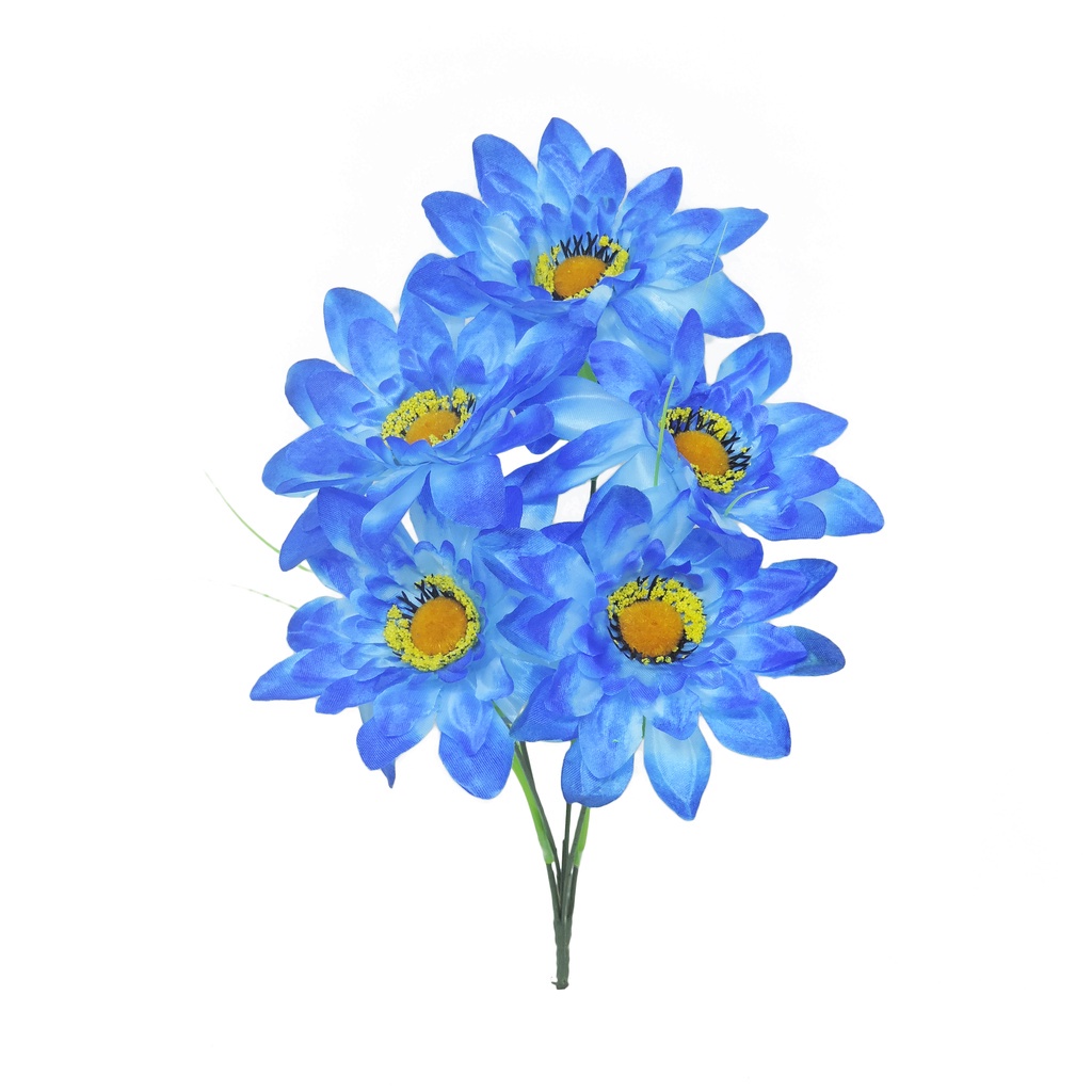 Buquê Flor Artificial Dália Catavento x5 35cm Azul | Shopee Brasil
