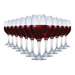 Kit Com 12 Taças De Vidro Para Vinho Tinto