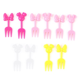 10 Pcs Mini Animal Dos Desenhos Animados Fazenda Frutas Garfo Crianças Lanche Bolo Sobremesa Alimentos Pick Palito Bento Almoço Cor Aleatória