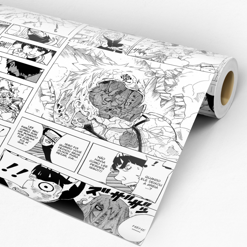 Papel De Parede Naruto Preto e branco Adesivo Naruto Boruto Manga Gibi Quarto Gamer Adesivo Lavável