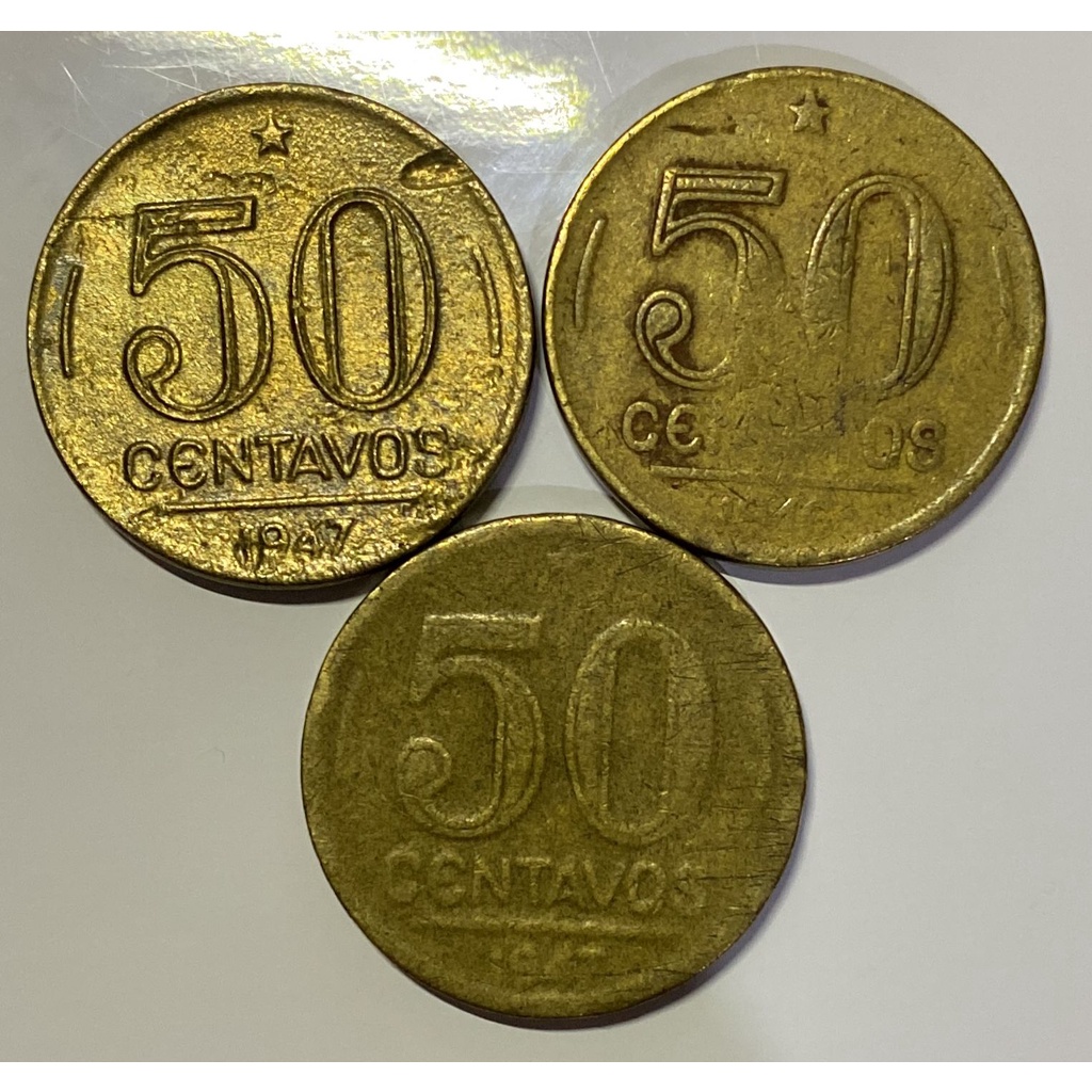 Moeda 50 centavos 1946 e 1947 - cada