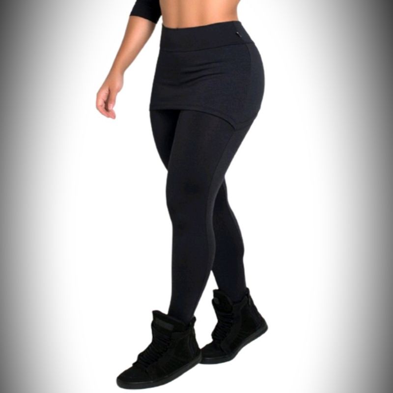 Calça Saia Legging Suplex Lisa Feminina Academia Ginástica Moda Fitness