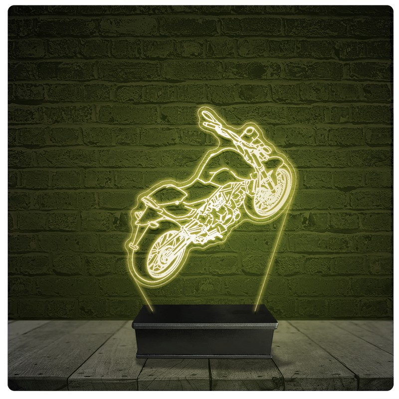 Led Luminária Acrílico Abajur - Moto Custom 08