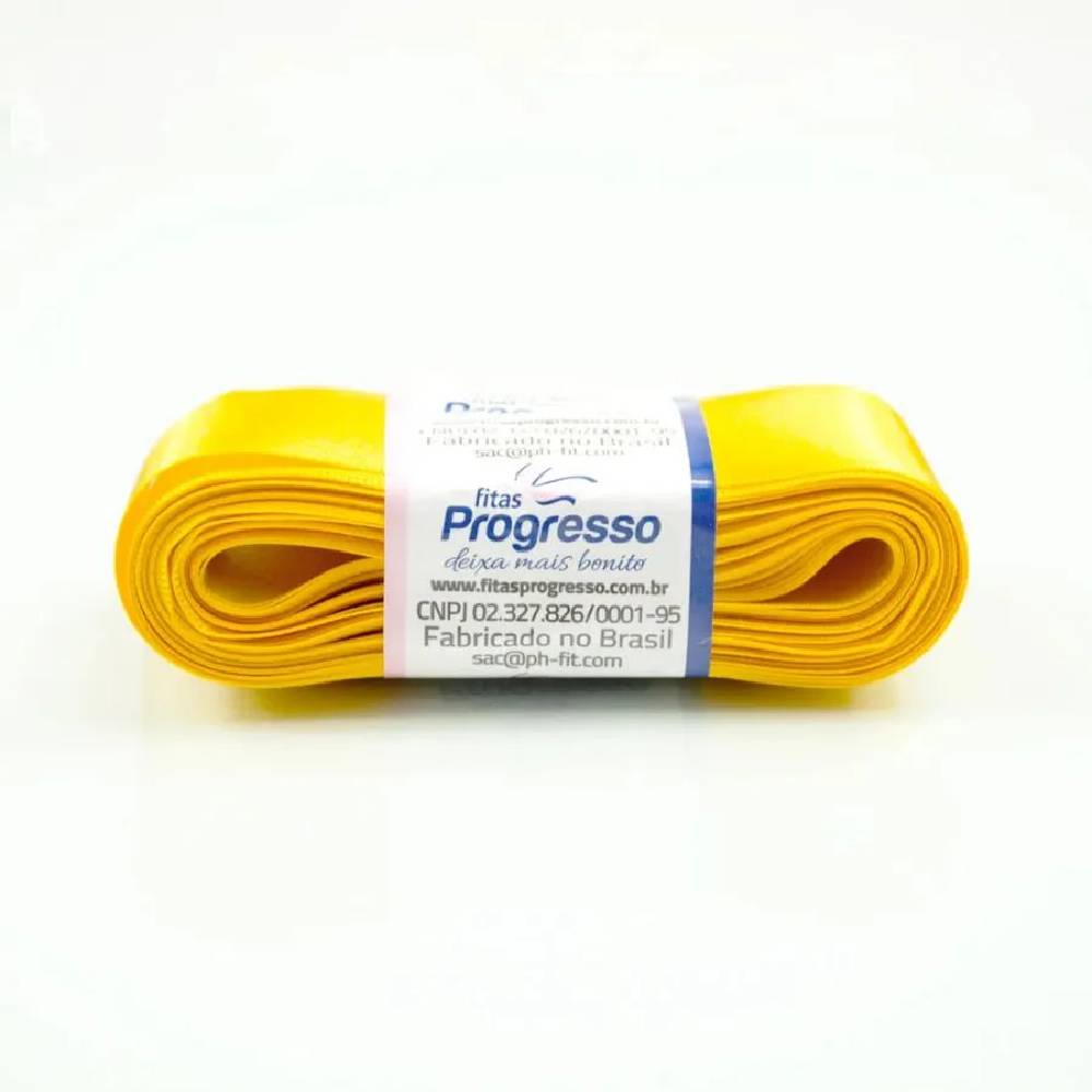 Fita de Cetim Progresso 50mm nº12 10m 038 Amarelo Ouro - 1un
