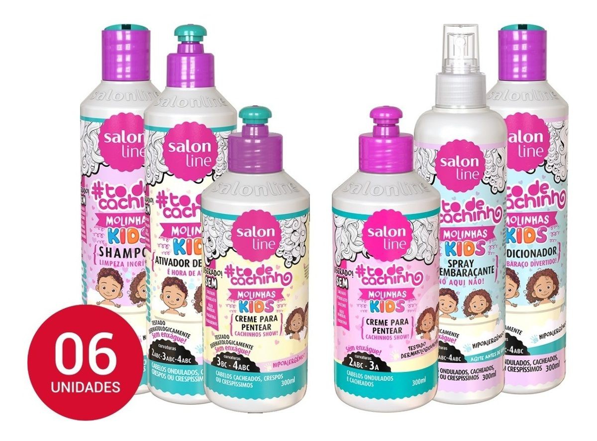 Kit Salon Line Sos Cachos Kids Infantil 09 Produtos Shopee Brasil