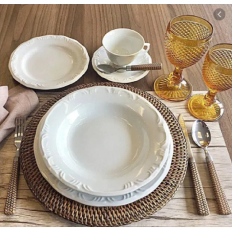 Aparelho Jantar e Chá 20 Peças Pomerode Porcelana Fina Schmidt 1° Linha