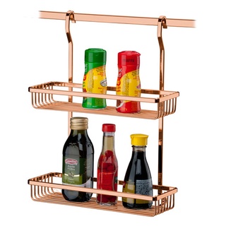 Suporte Duplo Porta Tempero Utensílios Condimentos Para Barra Bancada Cozinha Rose -  2803RG Future
