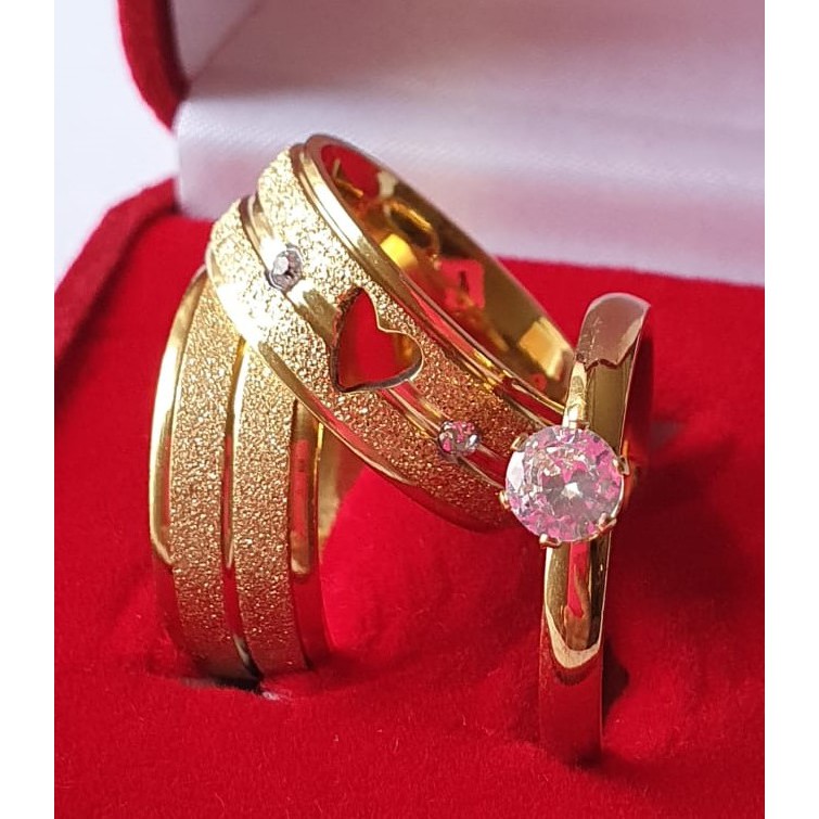 Par de Alianças de Casamento Noivado Reta 2 riscos Moedas Antigas Ouro 18k + Anel Solitário em Oferta na Shopee