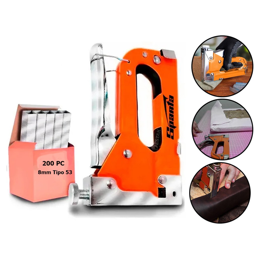 Kit Grampeador Tapeceiro Ajuste De Alta Pressão Com Grampo