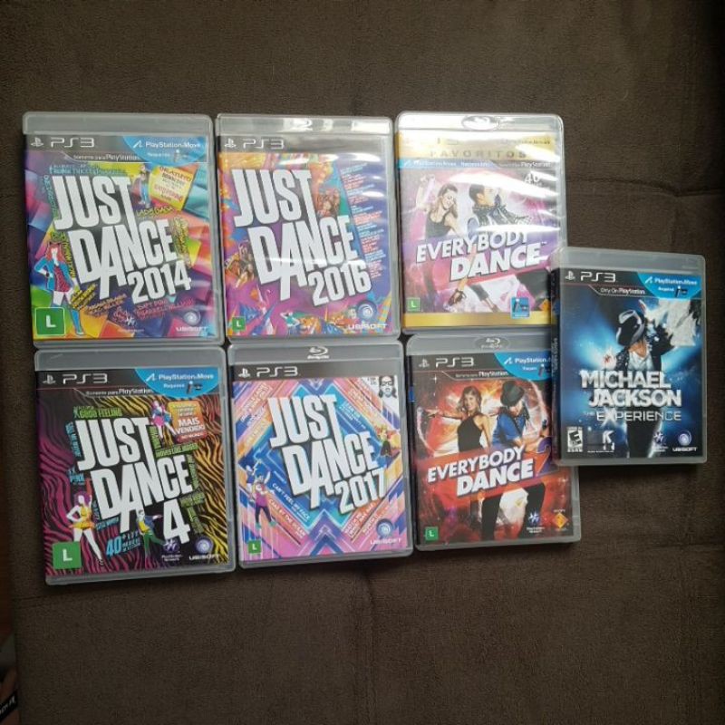 COMBO 7 JOGOS GAMES PS3 MOVE DANÇA: JUST DANCE 4 + 2014 + 2016 + 2017 + EVERYBODY DANCE 1 + 2 + MICHAEL JACKSON THE EXPERIENCE