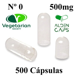 500 Cápsulas Vegetais Veganas Transparentes Nº 0 (500mg)