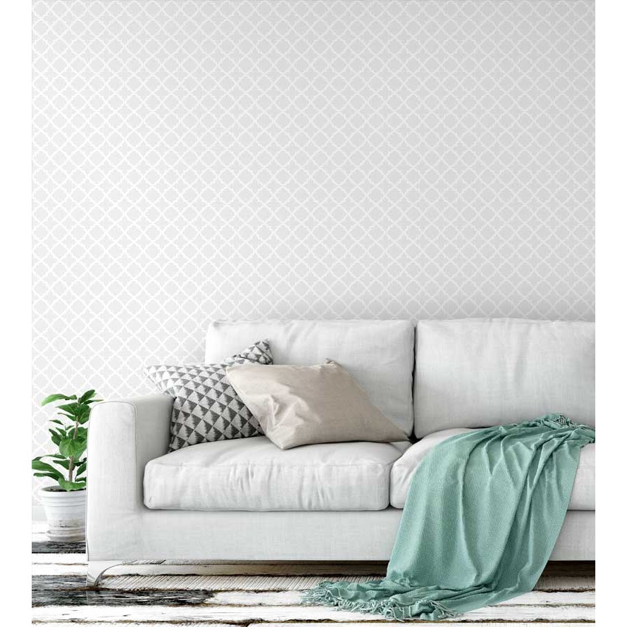 Papel de parede em tons cinza e detalhes em branco em Oferta na Shopee