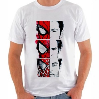 camiseta masculina homem aranha, spider man, tom, andrew, tobey, filme marvel geek, camisa branca