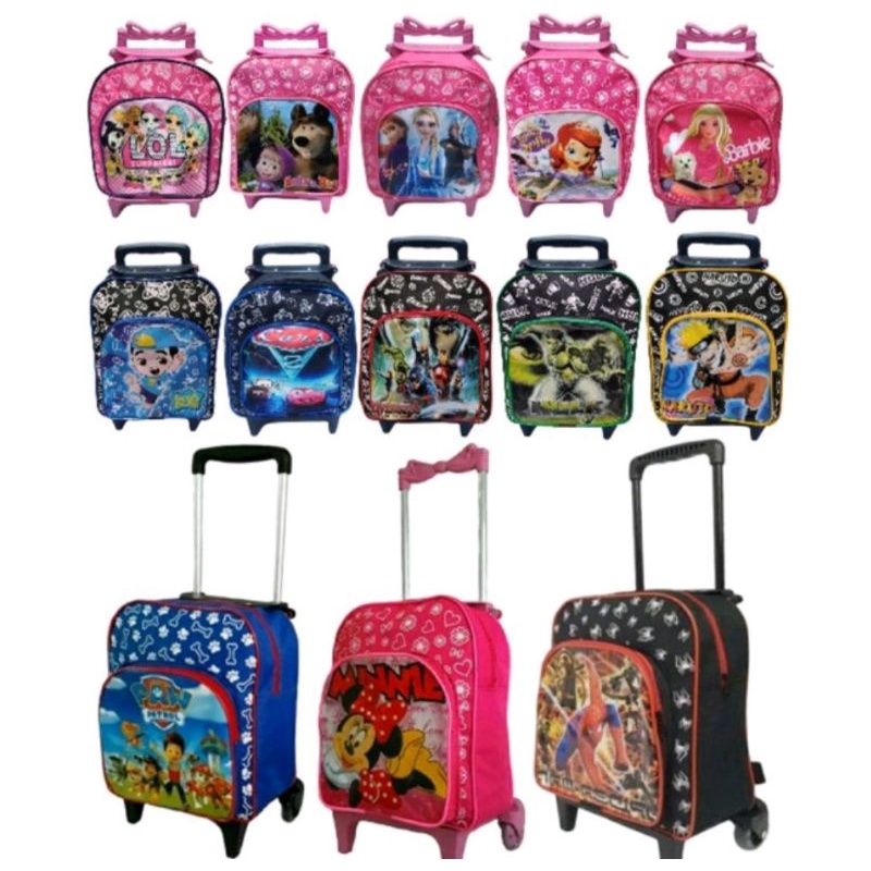 Mochila infantil pequena com rodinha menina e menino pré escolar