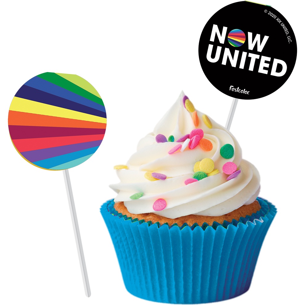 Bandeirinha / Topper para docinho Festa Now United 8 Uni Festcolor