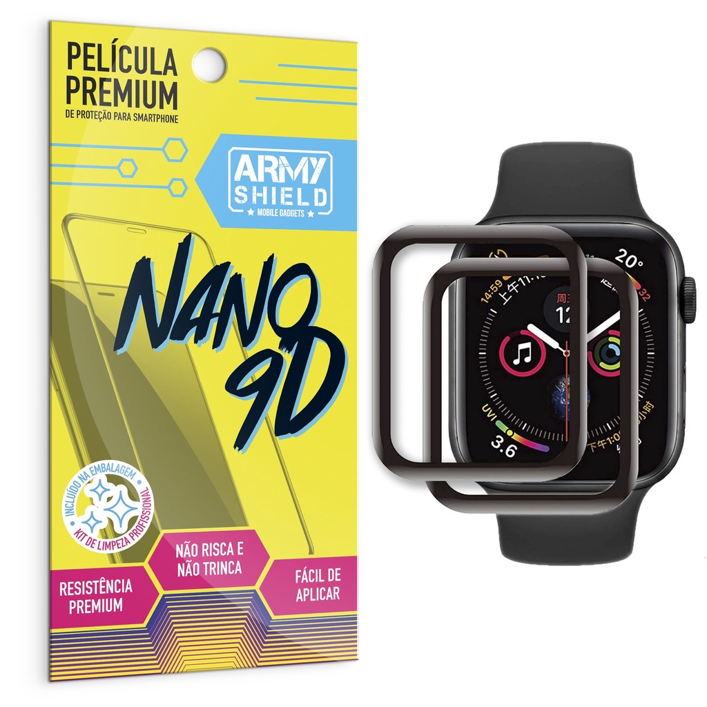 Kit com 2 Películas Protetoras Apple Watch 38mm Premium Nano 9D - Armyshield