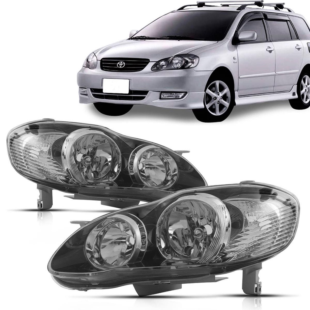 Farol Corolla Fielder 2003 2004 2005 2006 2007 Foco Duplo Mascara Negra - Spare Parts and Accessories for Vehicles