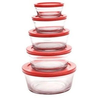 Conjunto De Potes De Vidro Com Tampa (tigelas) - 5 Peças