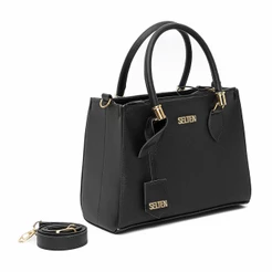 Bolsa Preta Feminina Transversal E De Mão Linda