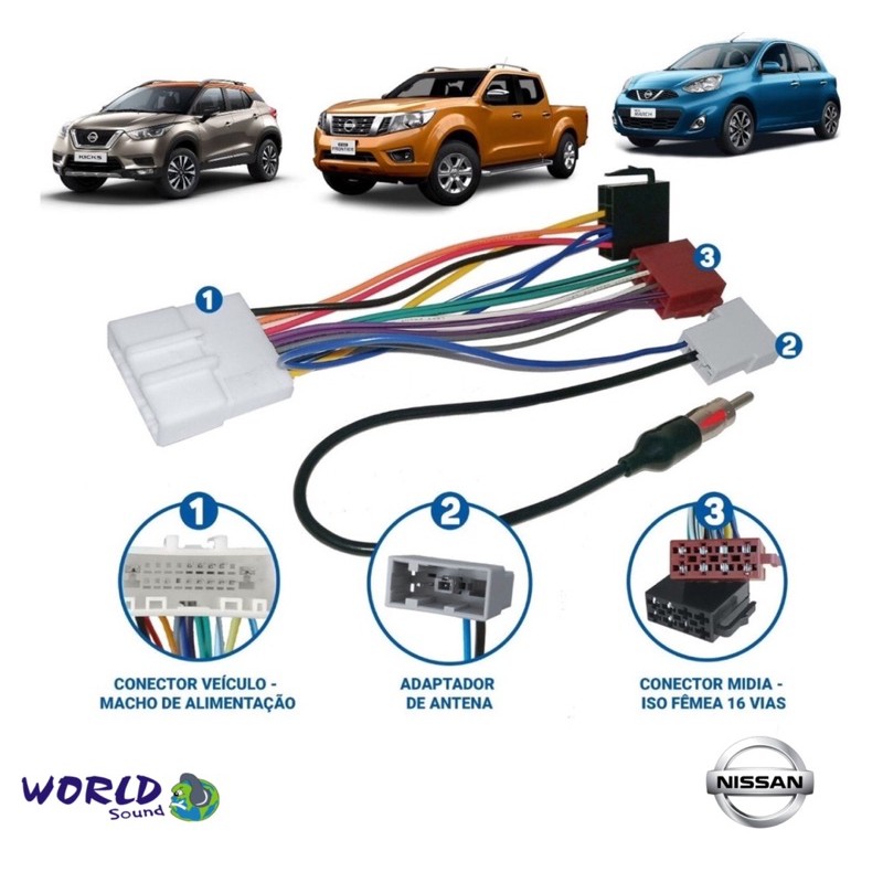 Chicote Nissan + Adaptador Antena para  Nissan March para nissan frontier e nissan march