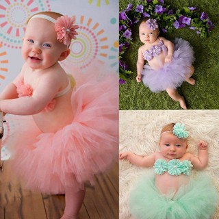 3pcs Baby Girl Toddler Roupas Florais + Faixa De Cabelo + Saia Tutu Propulsor De Fotos em Oferta na Shopee