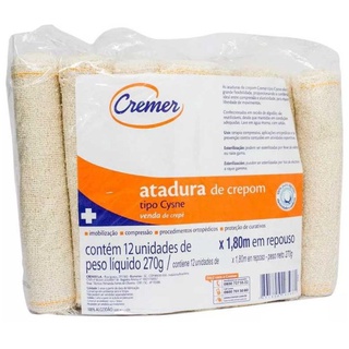 Atadura Crepe Bandagem 10cmx1,80 (em repouso) 13Fios PCT C/12 CYSNE