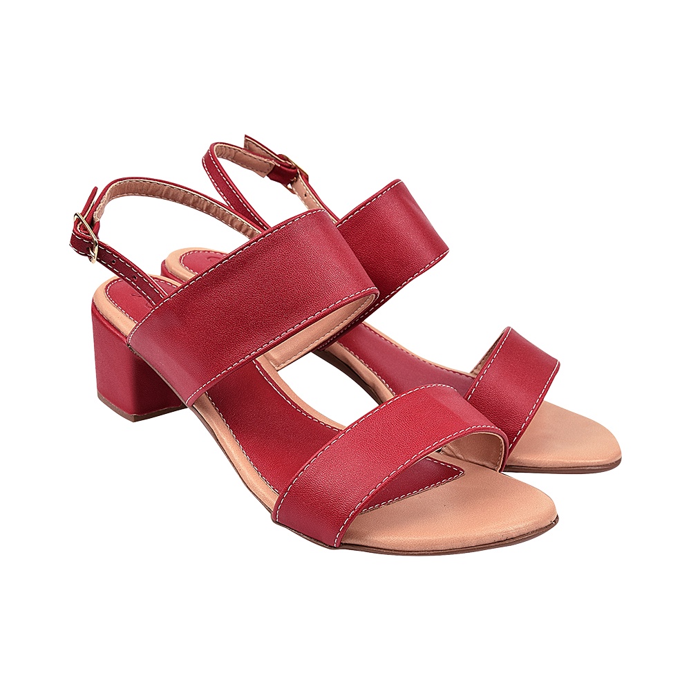 Sandalia Salto Baixo Lisa Fosca Tradicional Vermelha | Shopee Brasil