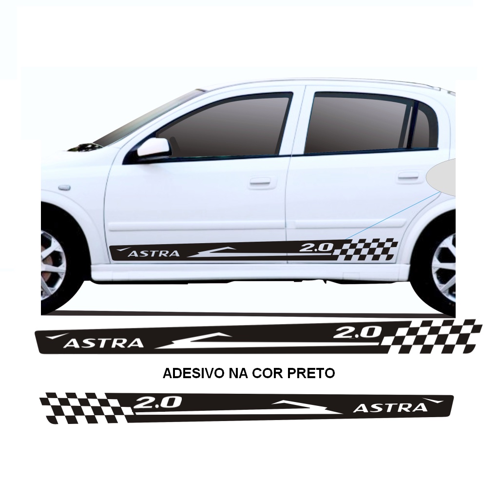 Adesivo Decorativo Para Astra Hatch OU Sedan Kit Faixa Lateral Modelo Escrito Astra 2.0