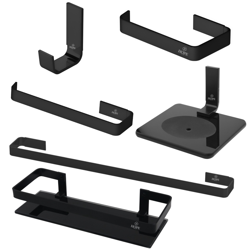 Kit Acessorios Para Banheiro 6 Peças Preto Fosco Exclusivo