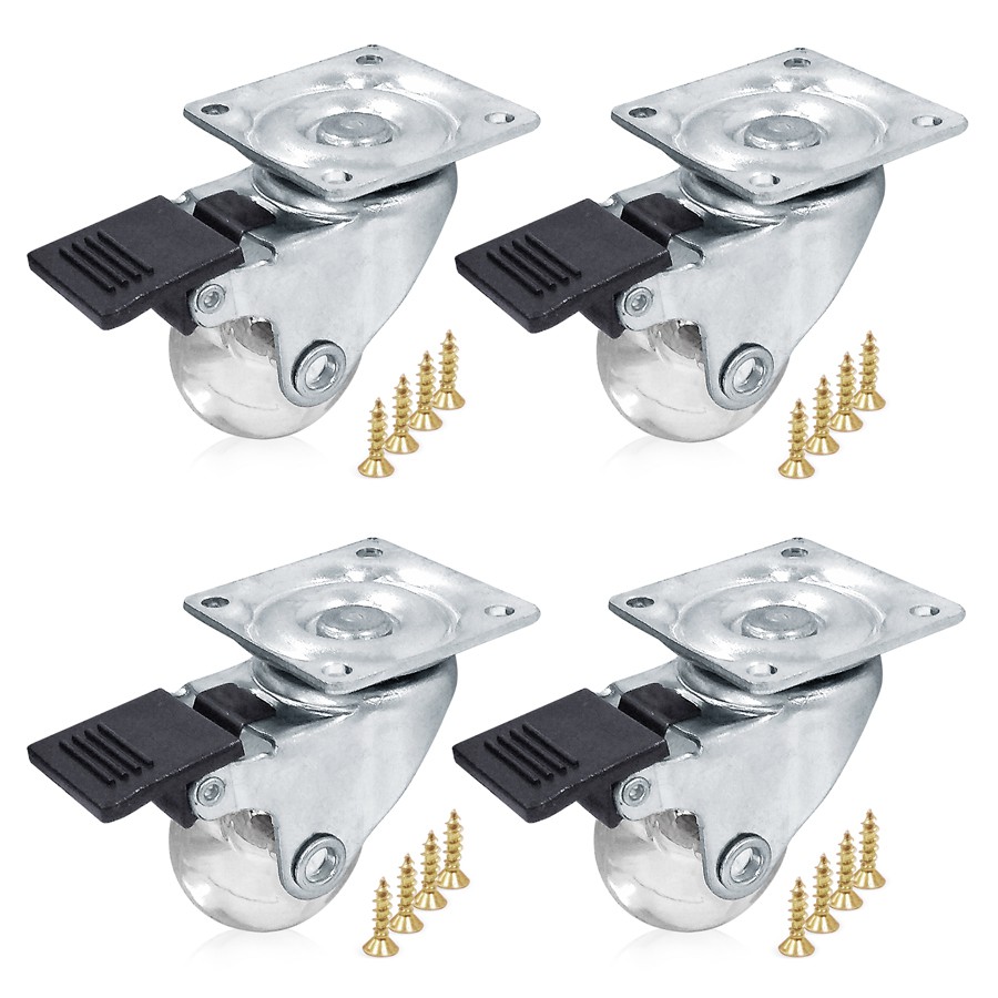 Kit 4 Rodízios Giratórios Para Móveis Rodinhas Silicone 35mm - Com Trava em Oferta na Shopee