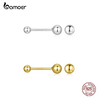Bamoer 1 Par De Brincos De Prata Esterlina 925 Com Tarraxa Simples Versátil/Acessórios De Moda Para Mulheres