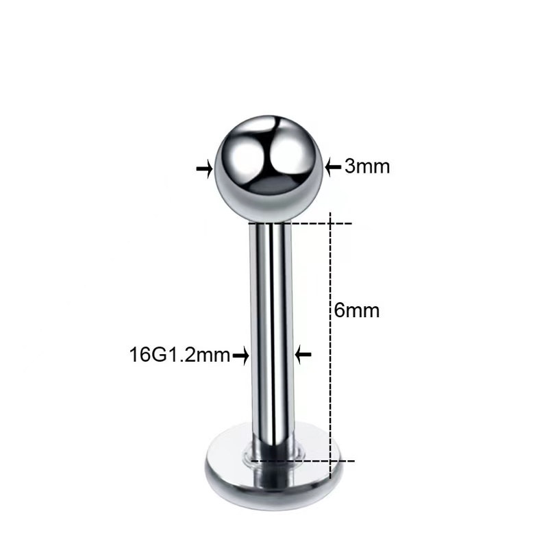 Atacado 48pçs Piercing Labret Prata Tragus Orelha Conch Boca Aço Cirúrgico — imagem 2 de 2