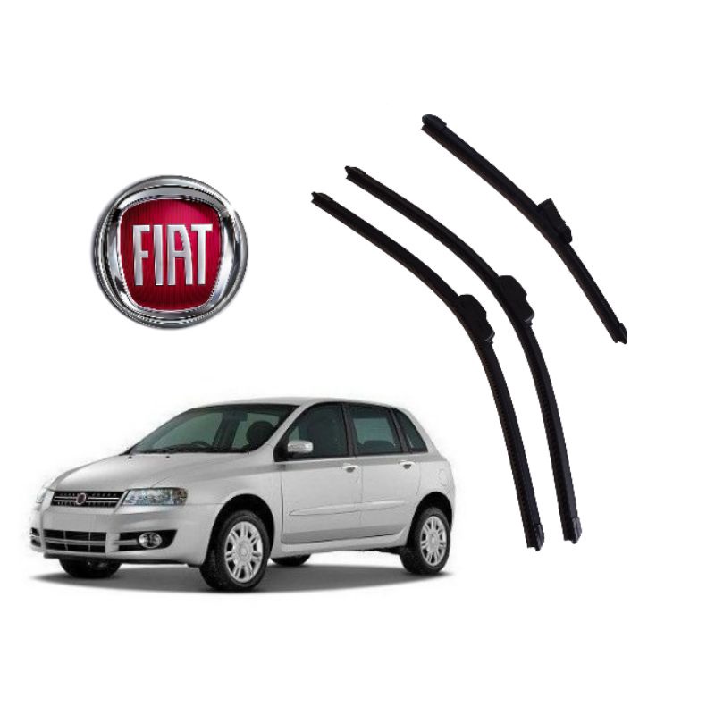Kit 3 Palhetas para Limpador Parabrisa Dianteiro + traseiro Fiat Stilo 2002 a 2011